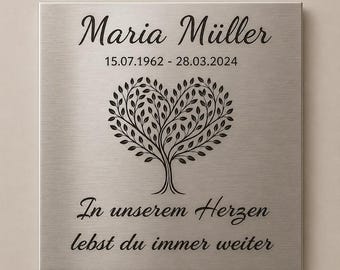 Memorial Plaque Personalized Memorial Plaque Stainless Steel | Engraved with Name, Date | Memorial Plaque for Grave, Cemetery, Pets, Mourning 20 x 20 cm