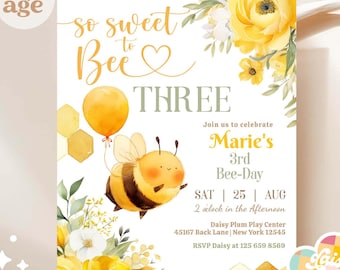 Honey Bumble Bee Birthday Invitation: So Sweet to Bee, Any Age Template 12DP (3)