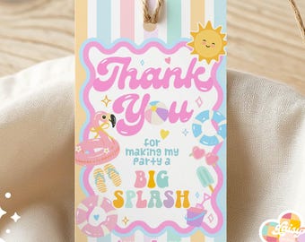 Girl Summer Birthday Pool Party Thank You favor Gift Tag Printable Template 38DP (1)