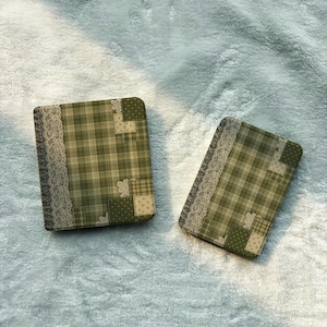 Kobo-skal och Kindle-skal, vintagegrönt rutigt design, spetsmönster, lapptäcke, avtagbart bakstycke, present till bokälskare