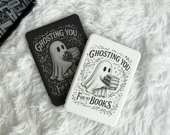 Ghosting You Kindle Case, Detachable Clear Back Cover, Strong Magnetic Double-Sided Kobo Case, Cute Ghost Book Lover Gift