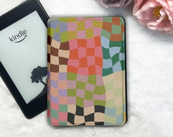 Funda Clara para Kindle y Kobo, cubierta magnética desmontable, carcasa trasera transparente, diseño de mosaico, función de encendido/apagado automático, correa de mano.