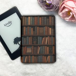 Bokhyllefodral till Kindle och Kobo – present till bokälskare, passar Kindle Paperwhite 5/6 och helt nya Kindle 12th, fodral till e-läsare med stativ och rem