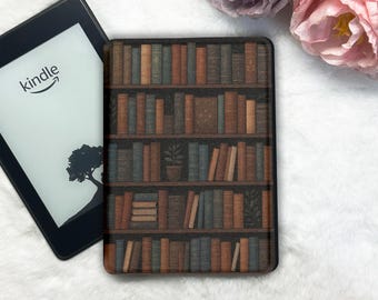 Library Bookshelf Kindle & Kobo Case –Book Lover Gift,Fits Kindle Paperwhite 5/6 and All-New Kindle 12th,E-Reader Cover with Stand and Strap