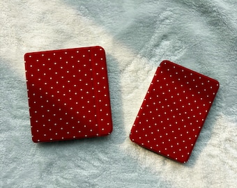 Red Polka Dot Kindle & Kobo Case, Detachable Clear Back Cover with Magnetic Back, Cute E-Reader Sleeve, Auto Wake Sleep