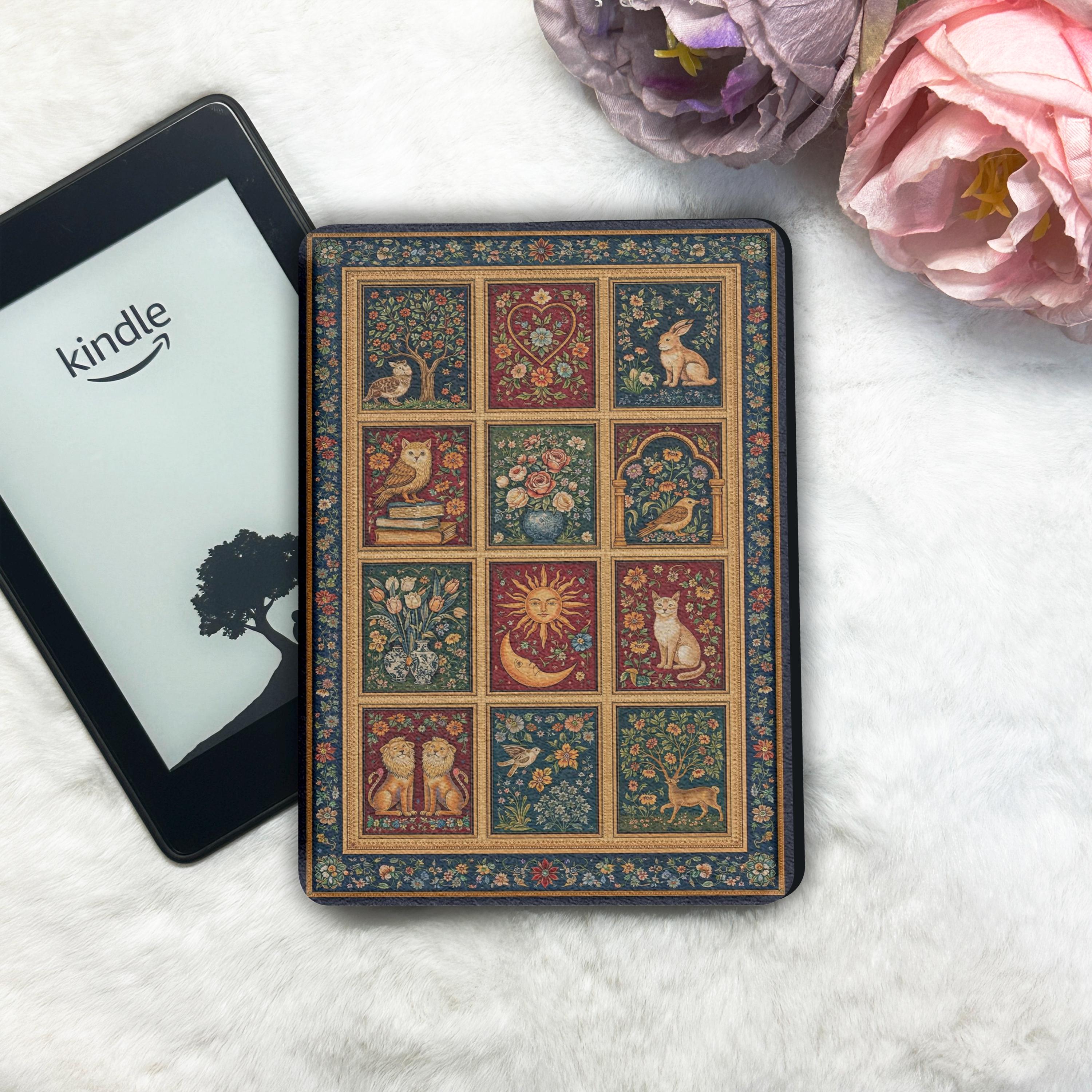 Vintage Folk Art Kobo Case, Detachable Clear Back, Double-Sided Magnetic Cover, Floral Animal Case for Kindle Kobo Clara Libra