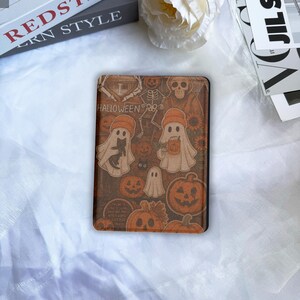 Pumpkin Ghost Kindle Case & Kobo Case Halloween E-Reader Cover with Hand Strap, Clear Back, Auto Wake/Sleep