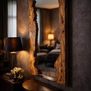 Handmade Live Edge Wood Mirror, Rustic Wall Decor image 3