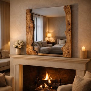 Handmade Live Edge Wood Mirror, Rustic Wall Decor image 7