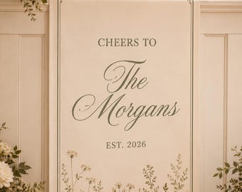 Custom Unique Timeless Wedding Welcome Sign, Fabric Bar Menu Banner, Personalized Name Date, Romantic