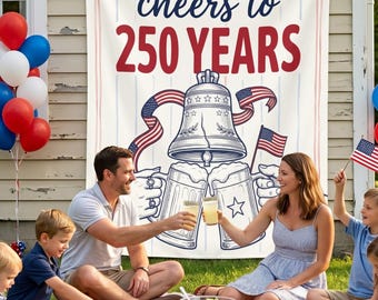 America 250 Birthday Banner 4th of July Tapestry Custom Family Photo Backdrop Semiquincentennial Party Decor Patriotic Lawn BBQ Sign Gift