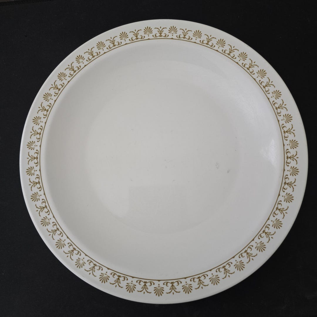 Pyroceram Tableware Set of 3 Vintage Pyroceram Corning Dinner Plates – Gold Floral Border ...