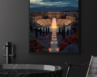 Póster estético del Coliseo: arte mural de la antigua Roma, impresión digital, decoración arquitectónica italiana, paisaje de lujo para sala de estar u oficina.