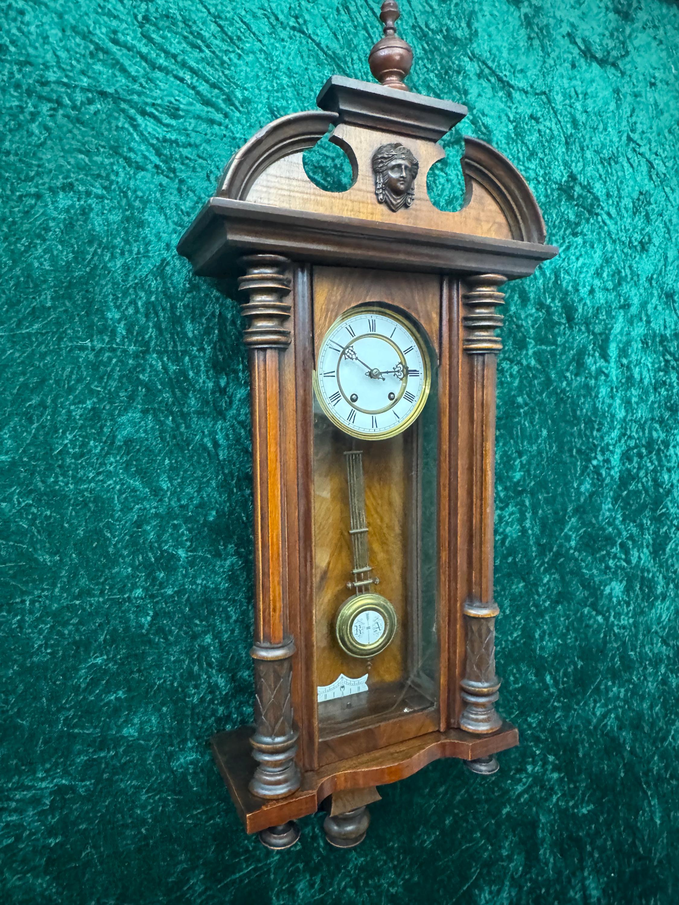 Antique German Carl Werner Free-pendulum Wall Clock With Gong in