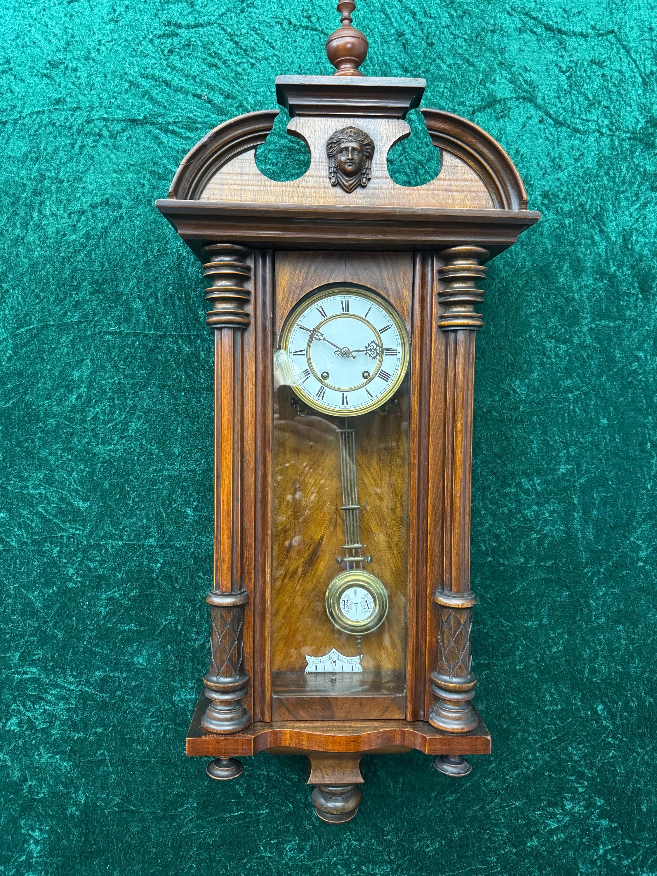 Antique German Carl Werner Free-pendulum Wall Clock With Gong in