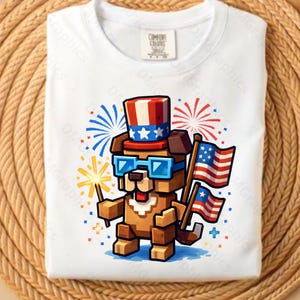 Minecraft dog pixel design, PNG American minecraft, Patriotic pixeled png, pixel png, gift for American gamers, Minecraft lovers shirt png