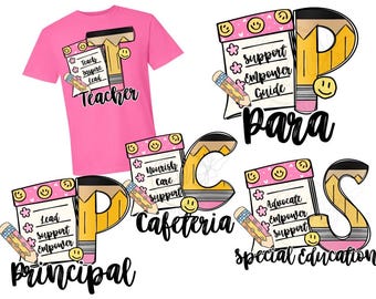 Teacher Shirt File: School Staff PNG Bundle (Digital Files)