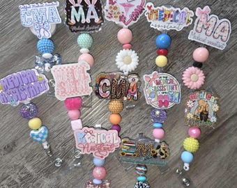Beaded CMA Badge Reel: Nurse ID Holder Lanyard
