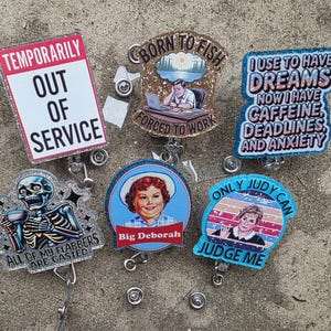 Funny Beaded Badge Reel | Retractable ID Holder, Nurse Teacher Gift
