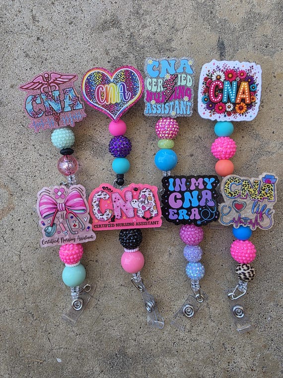 Beaded CNA Badge Reel: Nurse ID Holder Lanyard