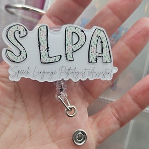 Speech therapy badge reel, Special Education lanyard, teacher outfit, teacher ID badge, badge reel, beaded badges, Speech, Speech Path, SLPA