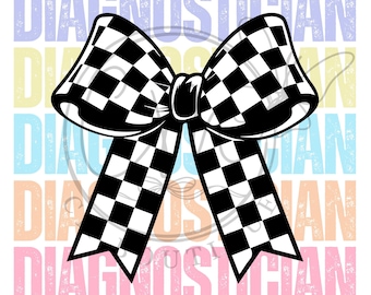 Diagnostician PNG File: Checkered Bow Print (Digital Download)