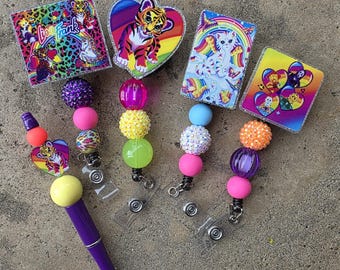 Carrete de insignias de Lisa Frank, extraterrestre, tortuga, soporte para identificación