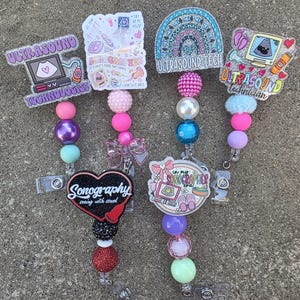 Carrete de credencial de ultrasonido con cuentas, soporte para identificación de ecografista