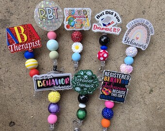 Beaded Behavior Therapy Badge Reel: RBT, ABA Therapist, Behavior Support