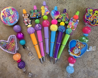 Lisa Frank-badgehaspel, alien, schildpad, ID-houder