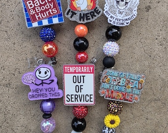 Lustige Perlen-Abzeichen-Rollen | Einziehbarer Ausweishalter, Krankenschwester-Lehrer-Geschenk