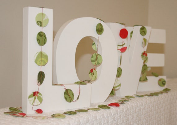Items similar to Christmas Ribbon Garland in Red and Green Fabrics