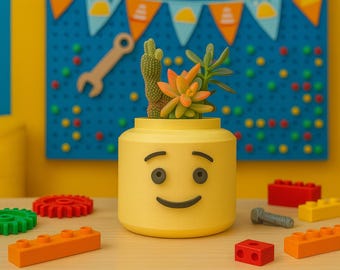Smiley Face Block Head Planter: 3D gedruckter Sukkulententopf