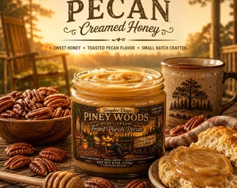 Front Porch Pecan Creamed Honey | Small Batch Whipped Honey Spread | Texas-Inspired Honey | Toast, Biscuits & Coffee