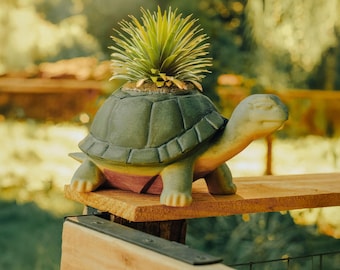 Handbemalter Schildkröten-Übertopf: 3D Gedruckter Sukkulenten-Topf - Indoor-Gartendekor