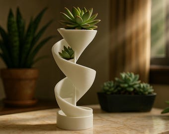 Spiralturm-Blumentopf: 3D gedruckter Sukkulenten-Topf - Vertikaler Garten