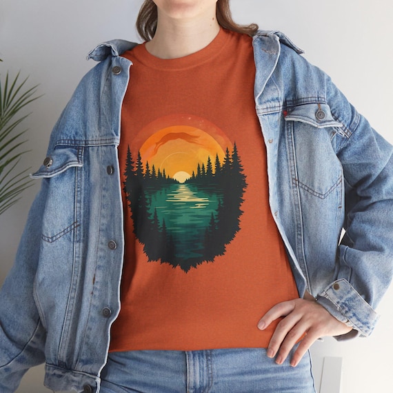 Nature Sunset Unisex Heavy Cotton Tee - Perfect for Outdoor Lovers and Adventure Seekers