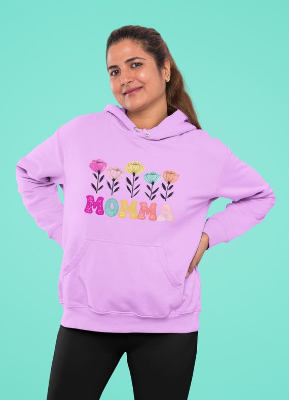 Floral Mom Hoodie, Cozy Pullover Sweatshirt for Mothers, Gift for Mom, Mother's Day Apparel, Casual Spring Sweatshirt