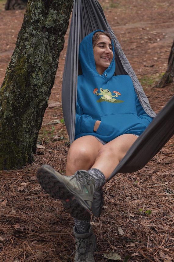 Frog & Mushrooms Unisex Hooded Sweatshirt - Cozy Nature-Inspired Apparel
