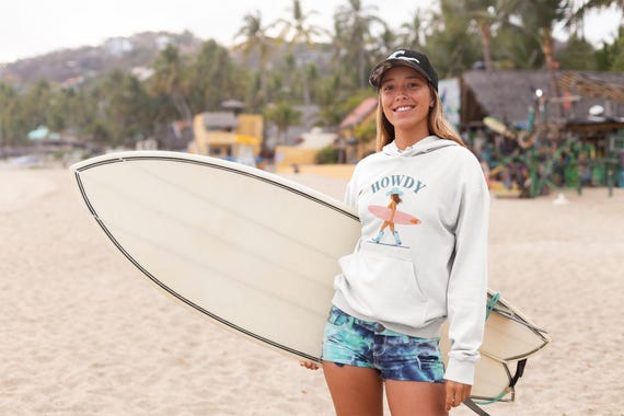 Surfing Vibes Hoodie, Beachwear Hooded Sweatshirt, Casual Surf Style, Summer Fashion, Gift for Surf Lovers