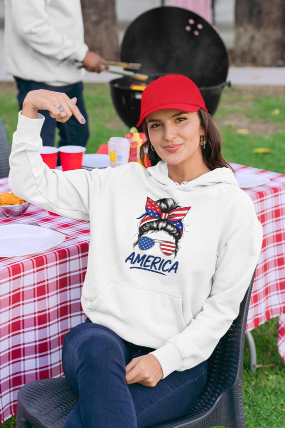Patriotic Cozy Hoodie with American Flag Design | Heavy Blendâ„¢ Sweatshirt, Perfect for July 4th, Casual Wear