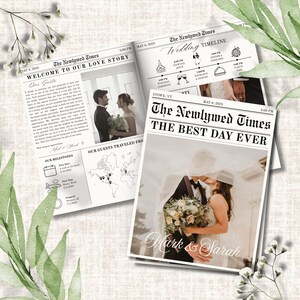 Wedding Newspaper Template, Newspaper Wedding Program Template, Wedding Program, Newspaper Itinerary, Wedding Newspaper, Wedding Favors