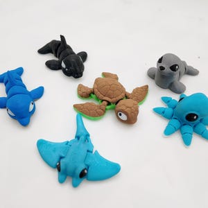 Articulated Sea Creature Collection – 3D Printed Ocean Animal Toys | Fidget Desk Pets | Mix and Match Marine Life Bundle