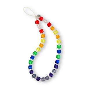 Rainbow Shimmer Wristlet Phone Strap Charm | Handmade Phone Strap | Beaded Phone Strap | Phone Charm | Phone accessories | Gift for her