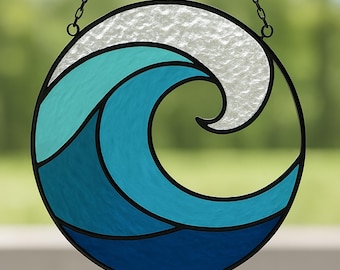 Ocean Waves Stained Glass Pattern, Ocean Waves Stained Glass Template, Ocean Waves Stained Pattern, Ocean Waves Stained Tamplate