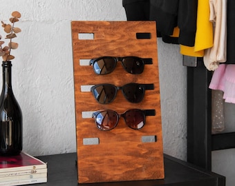 Wooden Eyeglasses Holder Stand, Glasses Organizer for Desk and Nightstand, Personalized Sunglasses Display, Bedside Glasses Holder Desk