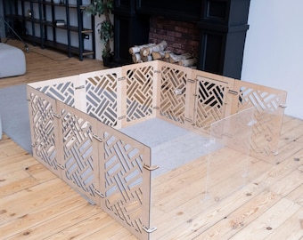 Acrylic dog playpen, Dog fence indoor, Wood fence gate, Custom pet playpen, Large dog crate, Wooden dog crate furniture