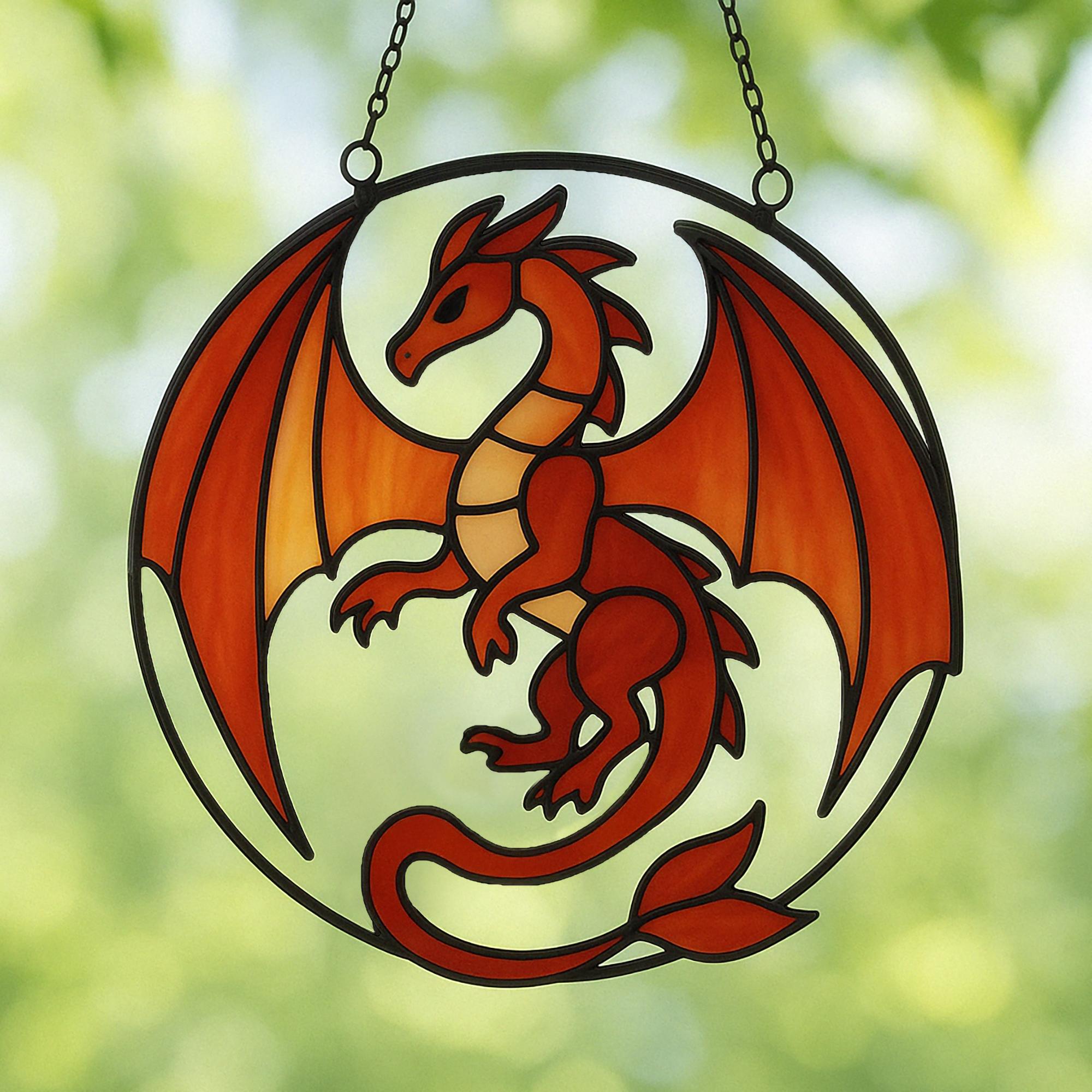 Red Dragon Stained Glass Pattern, Red Dragon Stained Glass Template, Dragon Stained Glass Pattern, Dragon Stained Glass Tamplate