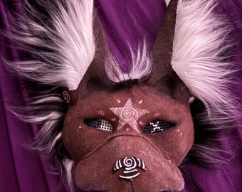 Brown/Black/White canine mask