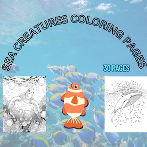 30 Sea Creature Coloring Pages - Adult And Kids Coloring Book, Ocean Coloring Sheets, Instant Download, Printable PDF File.
